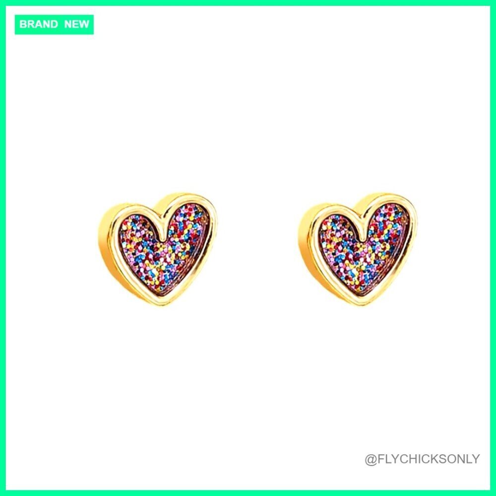 Hypoallergenic Heart Stud Earrings, Gold-Tone Zinc Alloy, Small Dainty Studs
